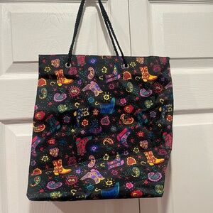 Funky colorful Western Cowboy/Cowgirl boot tote bag